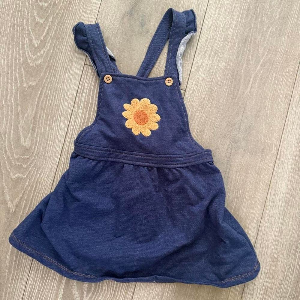 Navy blue sunflower overall dress